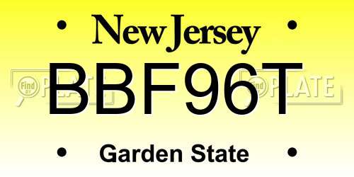 BBF96T New Jersey License Plate