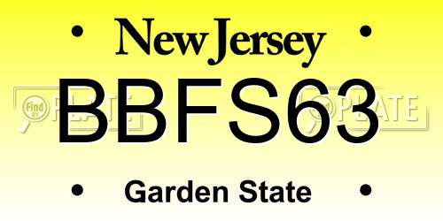 BBFS63 New Jersey License Plate