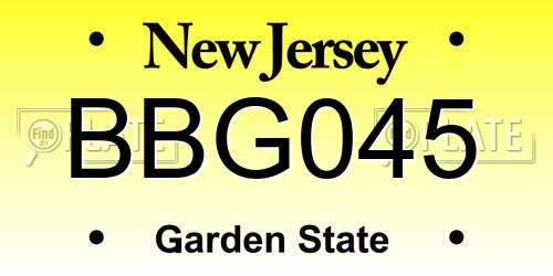 BBG045 New Jersey License Plate