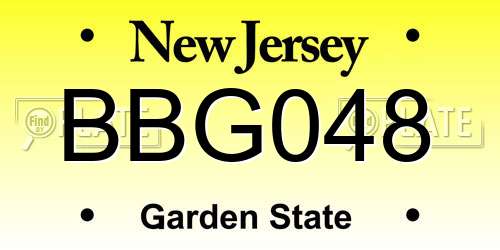 BBG048 New Jersey License Plate
