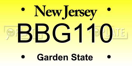 BBG110 New Jersey License Plate
