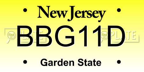 BBG11D New Jersey License Plate