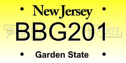 BBG201 New Jersey License Plate
