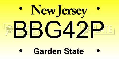 BBG42P New Jersey License Plate
