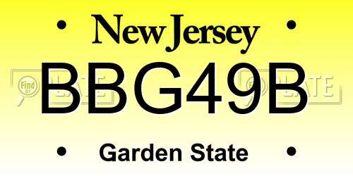 BBG49B New Jersey License Plate