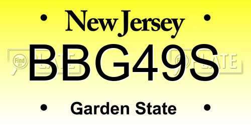BBG49S New Jersey License Plate
