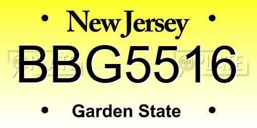 BBG5516 New Jersey License Plate