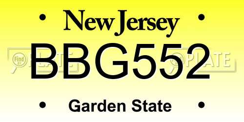BBG552 New Jersey License Plate