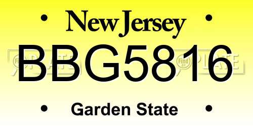 BBG5816 New Jersey License Plate