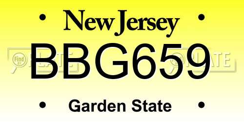 BBG659 New Jersey License Plate