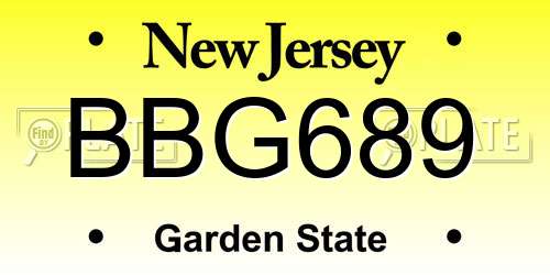 BBG689 New Jersey License Plate