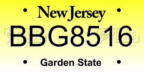 BBG8516 New Jersey License Plate