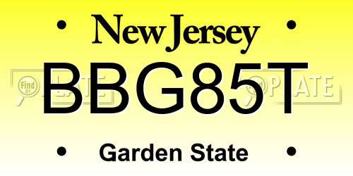 BBG85T New Jersey License Plate