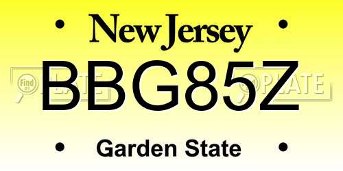 BBG85Z New Jersey License Plate