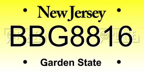 BBG8816 New Jersey License Plate
