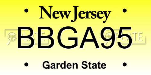 BBGA95 New Jersey License Plate