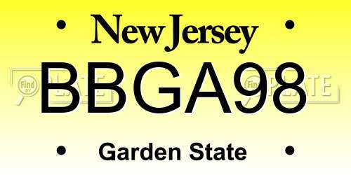 BBGA98 New Jersey License Plate