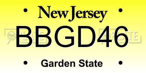 BBGD46 New Jersey License Plate
