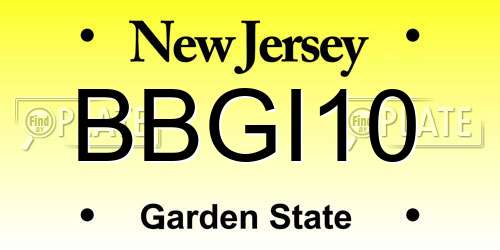 BBGI10 New Jersey License Plate