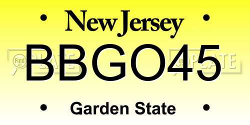 BBGO45 New Jersey License Plate