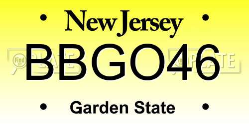 BBGO46 New Jersey License Plate