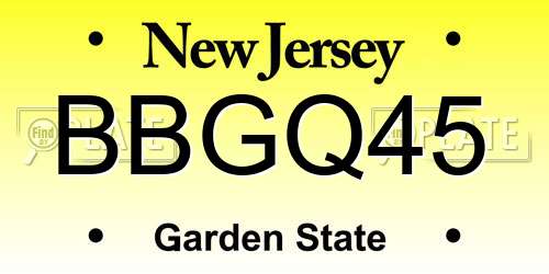 BBGQ45 New Jersey License Plate