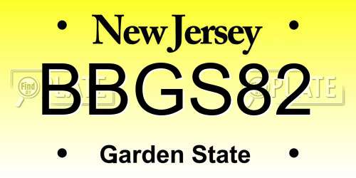 BBGS82 New Jersey License Plate