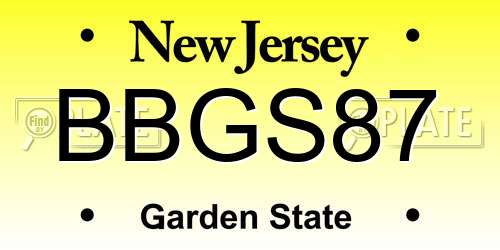 BBGS87 New Jersey License Plate