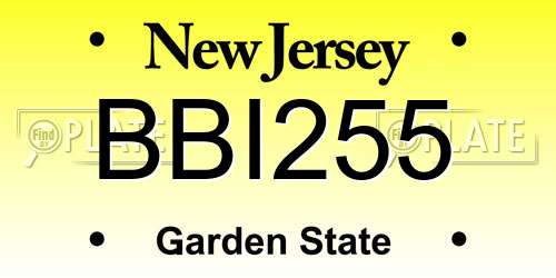 BBI255 New Jersey License Plate