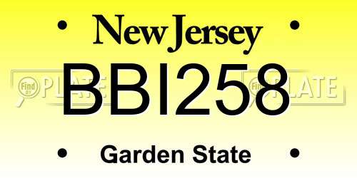 BBI258 New Jersey License Plate