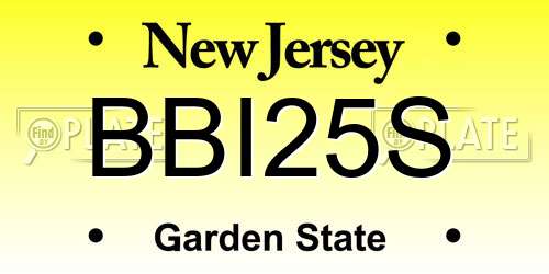 BBI25S New Jersey License Plate