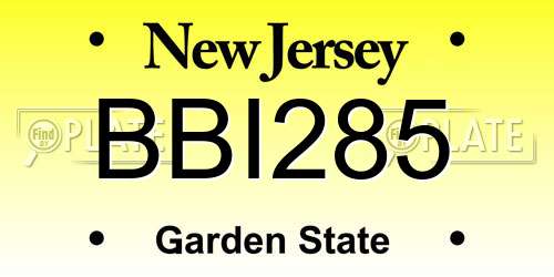BBI285 New Jersey License Plate