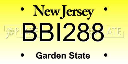 BBI288 New Jersey License Plate