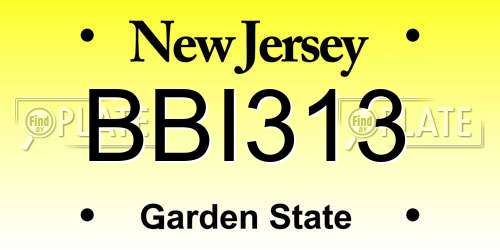 BBI313 New Jersey License Plate