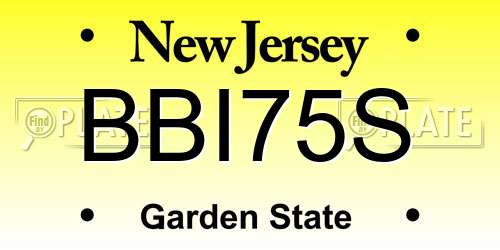 BBI75S New Jersey License Plate