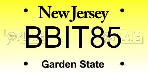 BBIT85 New Jersey License Plate