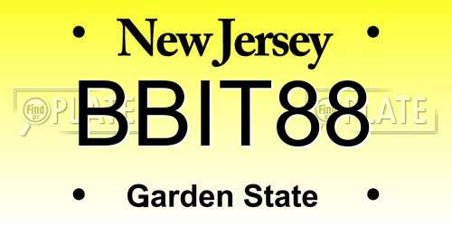 BBIT88 New Jersey License Plate
