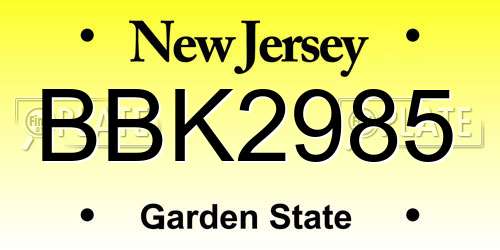 BBK2985 New Jersey License Plate