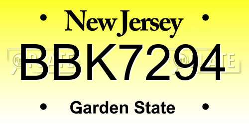 BBK7294 New Jersey License Plate