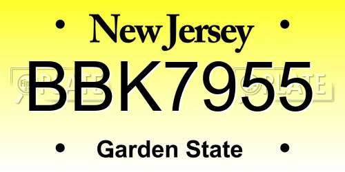BBK7955 New Jersey License Plate