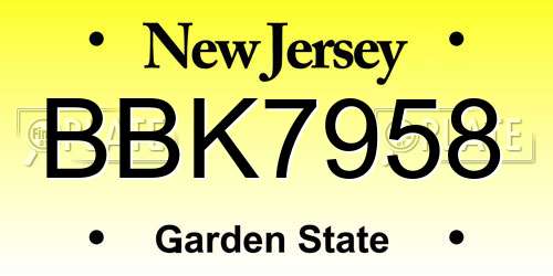 BBK7958 New Jersey License Plate