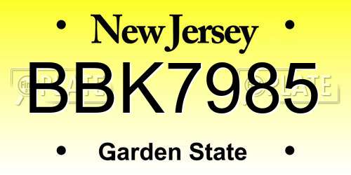 BBK7985 New Jersey License Plate