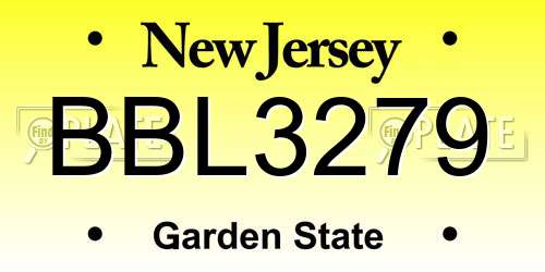 BBL3279 New Jersey License Plate