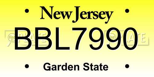 BBL7990 New Jersey License Plate