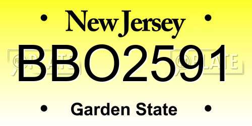 BBO2591 New Jersey License Plate
