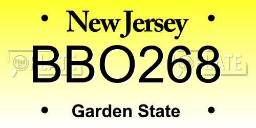 BBO268 New Jersey License Plate