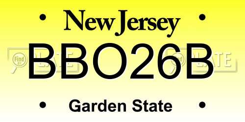 BBO26B New Jersey License Plate