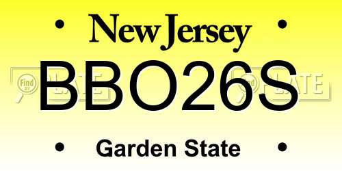 BBO26S New Jersey License Plate
