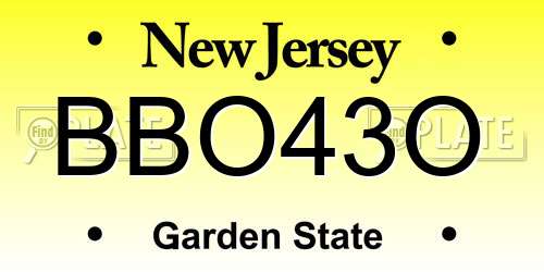 BBO43O New Jersey License Plate
