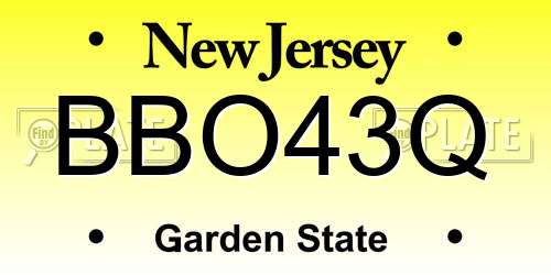 BBO43Q New Jersey License Plate